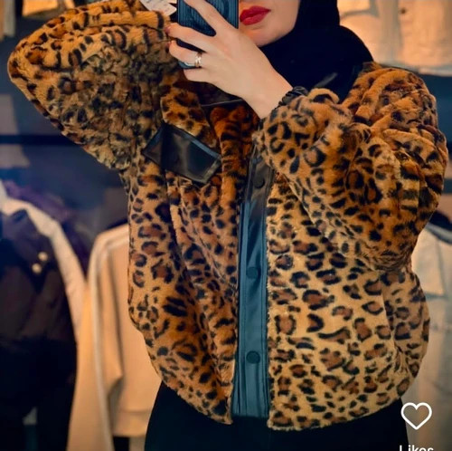 بامبر ترکیبی خز و چرم