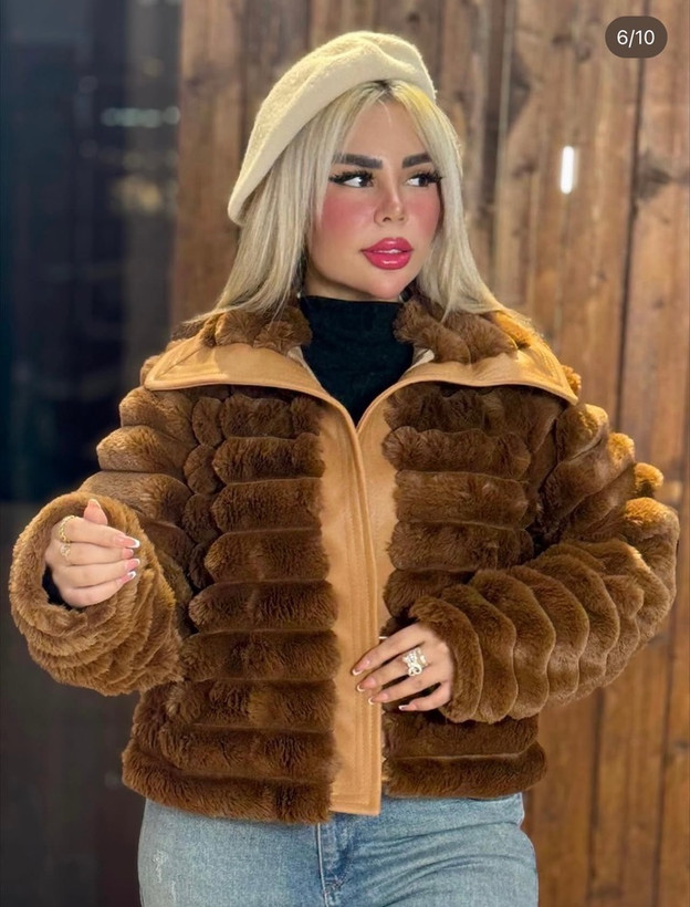 کاپشن خز و چرم شیک