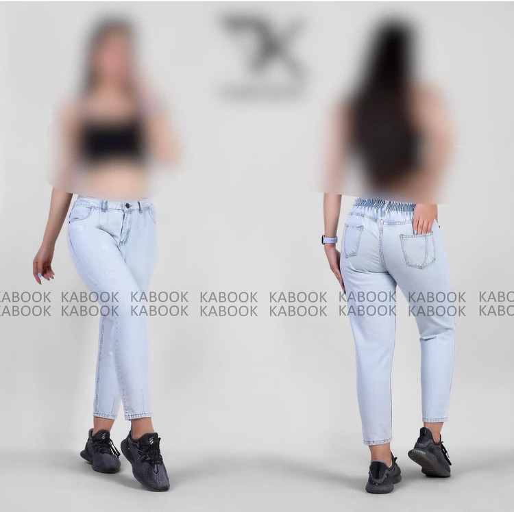 شلوار جین مام فیت زنانه پشت کش