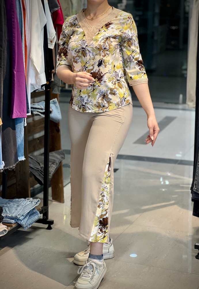 شومیز و شلوار گل دار ساتن وارداتی زنانه