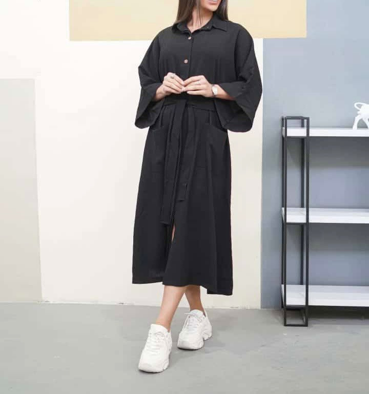 مانتو بلند زنانه با پارچه کراش خنک