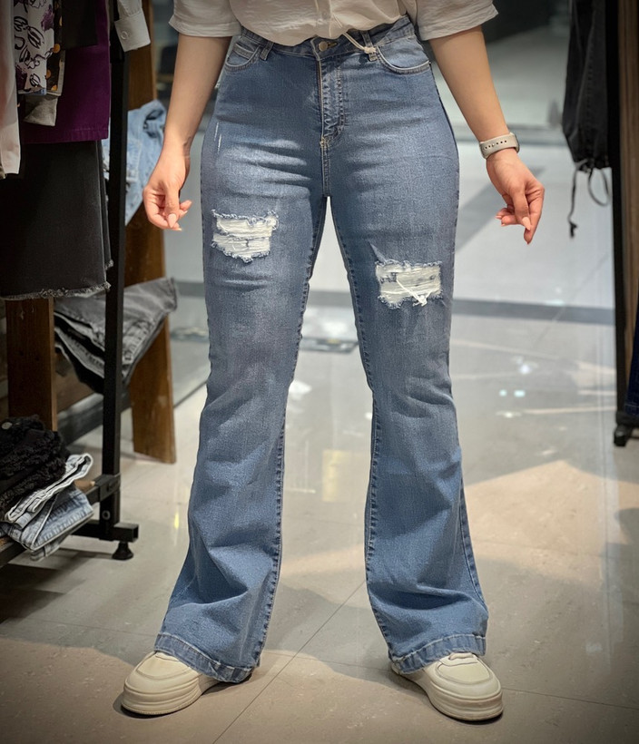 شلوار جین زاپ پوشیده دمپا زنانه