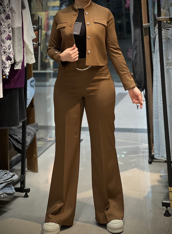 کت و شلوار زنانه کرپ کج راه