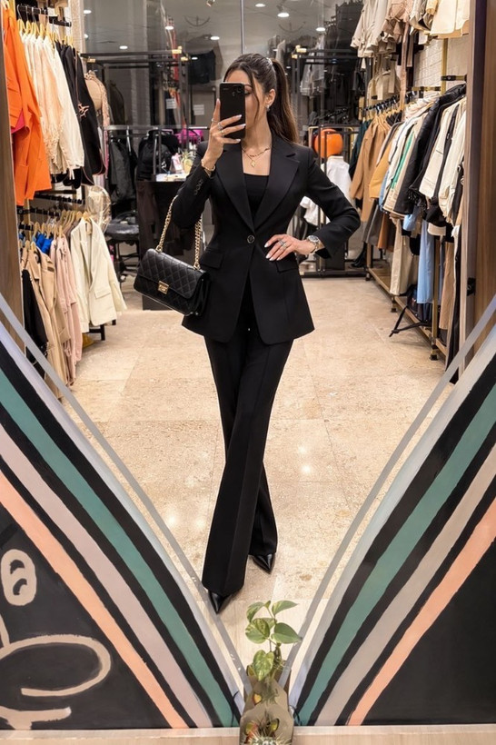 کت و شلوار زنانه کرپ کج راه