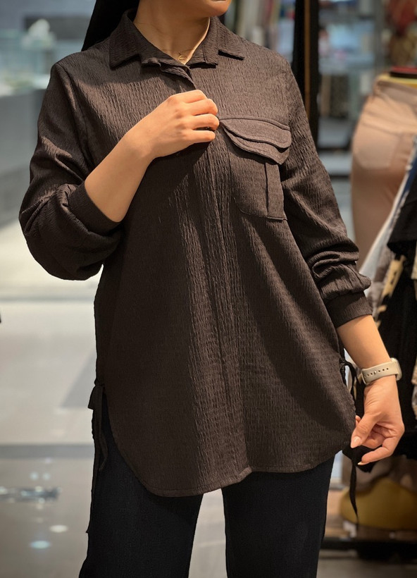 شومیز مانتویی بغل گره اسپرت