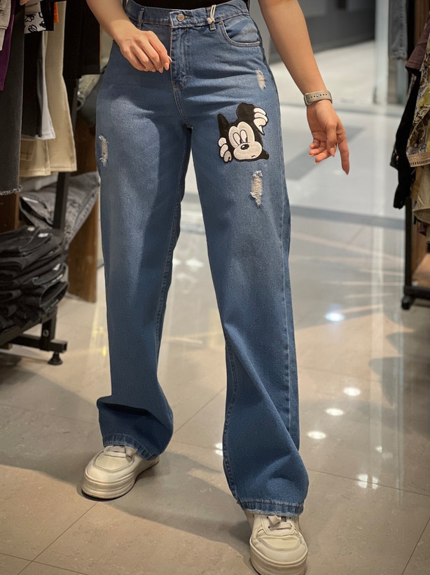 شلوار نیم بگ زنانه جین