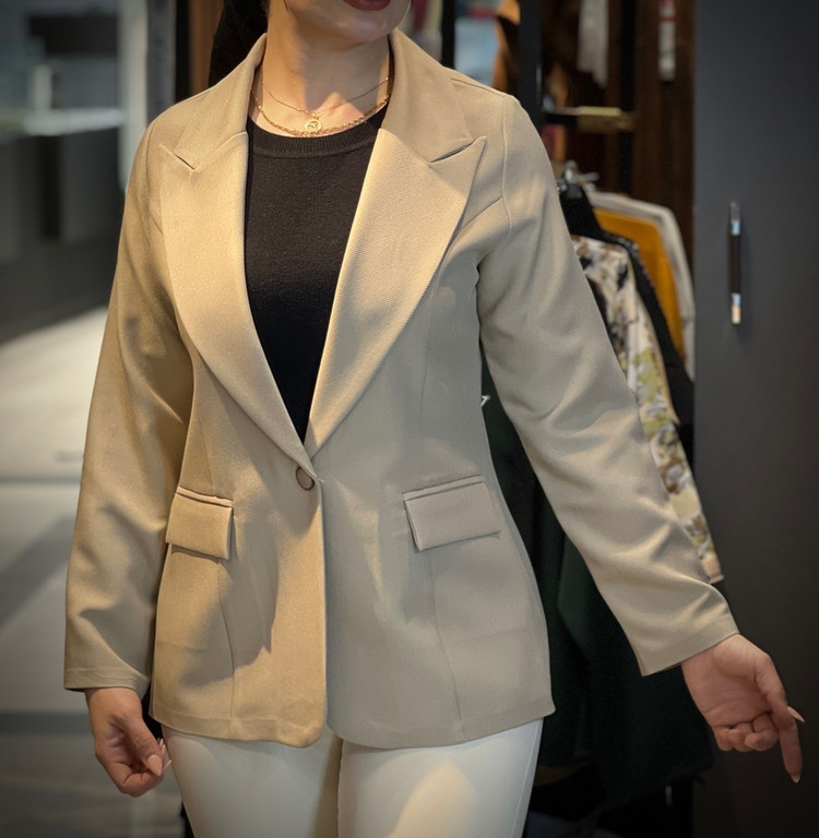 کت کرپ تک دکمه مجلسی زنانه