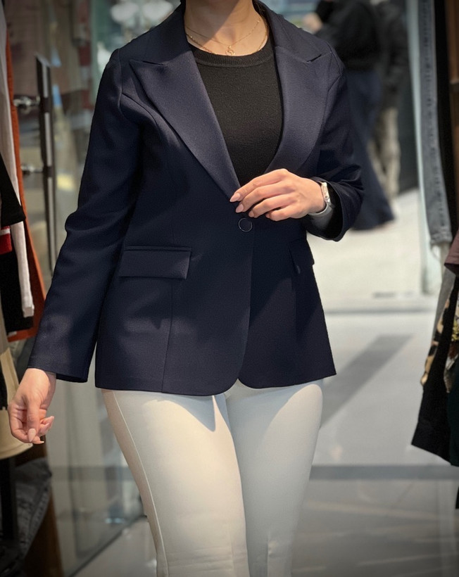 کت تک دکمه سورمه ای زنانه