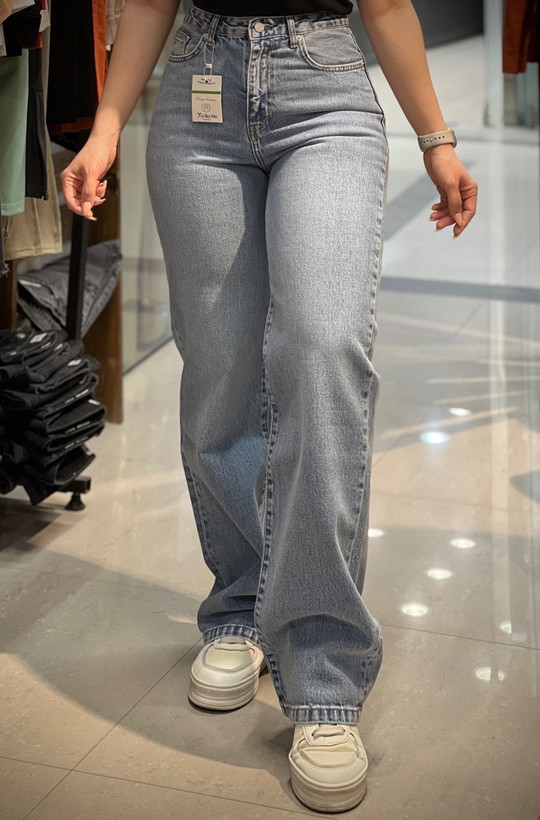 شلوار جین نیم بگ ابی روشن زنانه