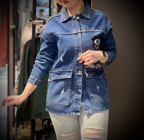 کت جین دو جیب زنانه اسپرت