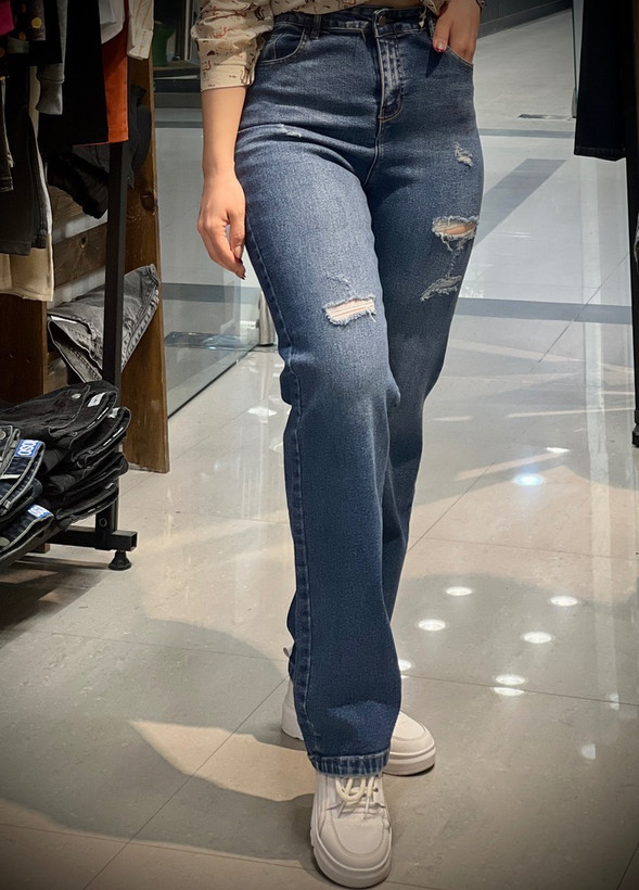 شلوار راسته زاپ دار جین زنانه