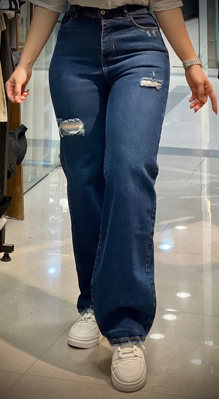 شلوار جین زاپ دار زنانه ابی تیره