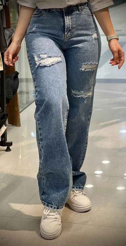 شلوار زاپ دار جین زنانه