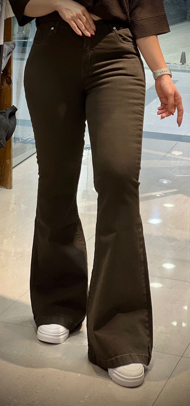 شلوار جین بوتکات قهوه ای زنانه