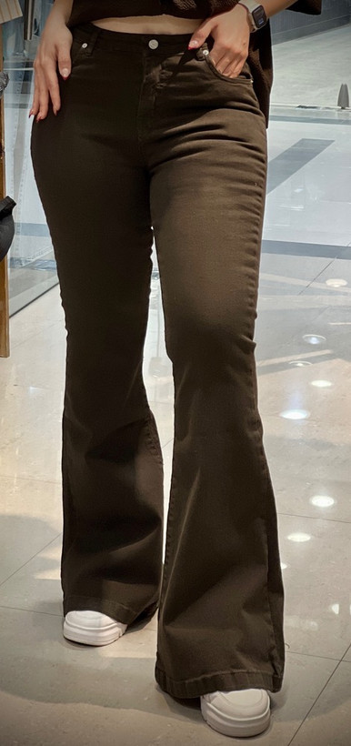 شلوار جین زنانه ترند قهوه ای