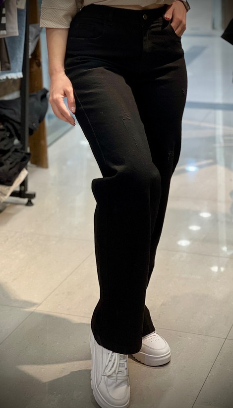 شلوار جین نیم بگ مشکی زنانه