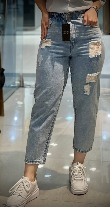 شلوار جین مام استایل زاپ دار زنانه