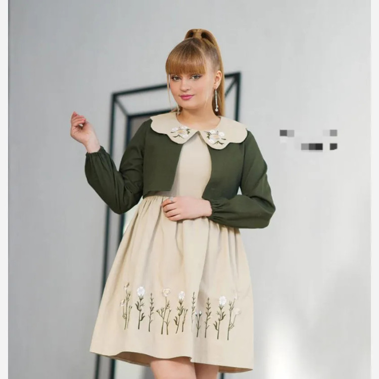 کت و سارافون دخترانه کتان گلدوزی شده مناسب 7 تا 12 سال
