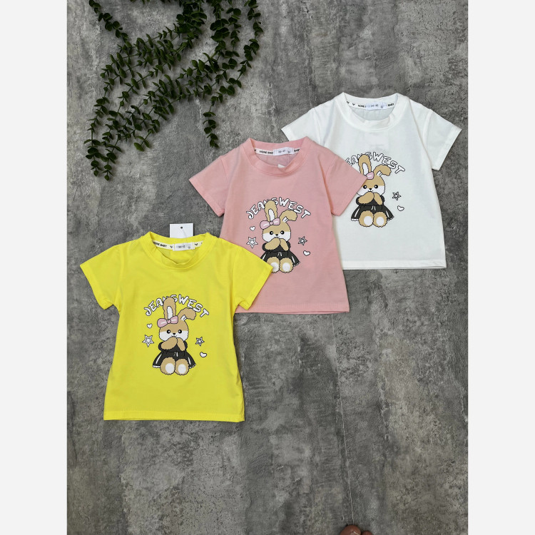 تیشرت دخترانه نخی پنبه وارداتی مناسب 9 ماه تا 5 سال