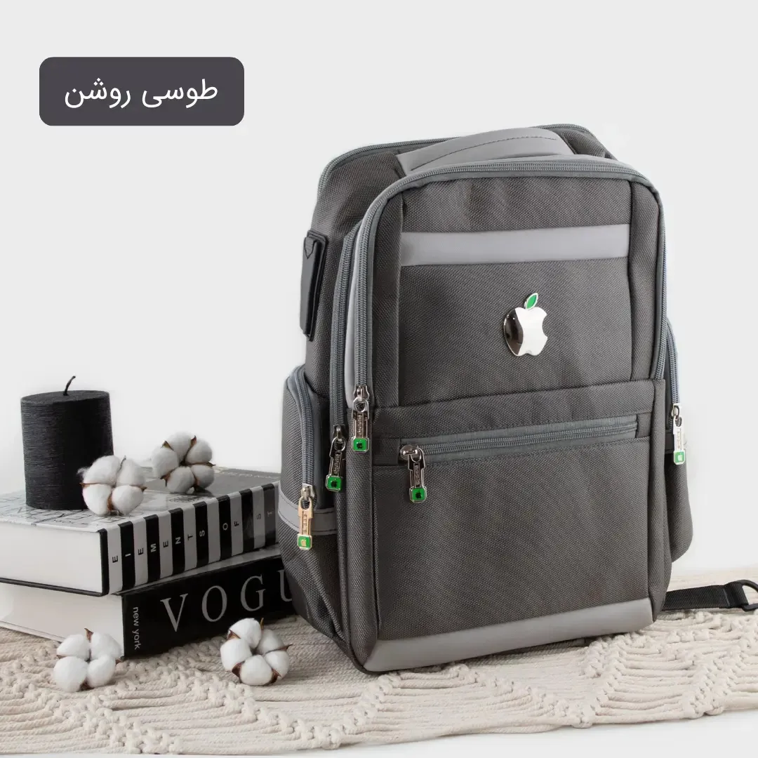 کوله پشتی پارچه ای مدرسه و دانشگاه ابعاد 40 در 30 سانتیمتر با جیب بیرونی
