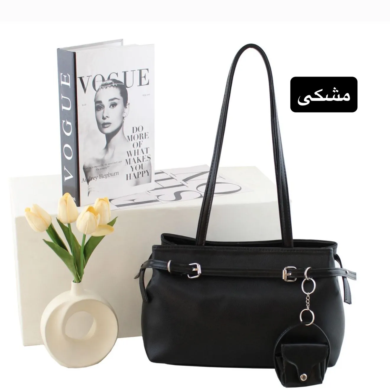 کیف زنانه چرم مصنوعی اسپرت و روزمره ابعاد 35 در 25 سانتیمتر