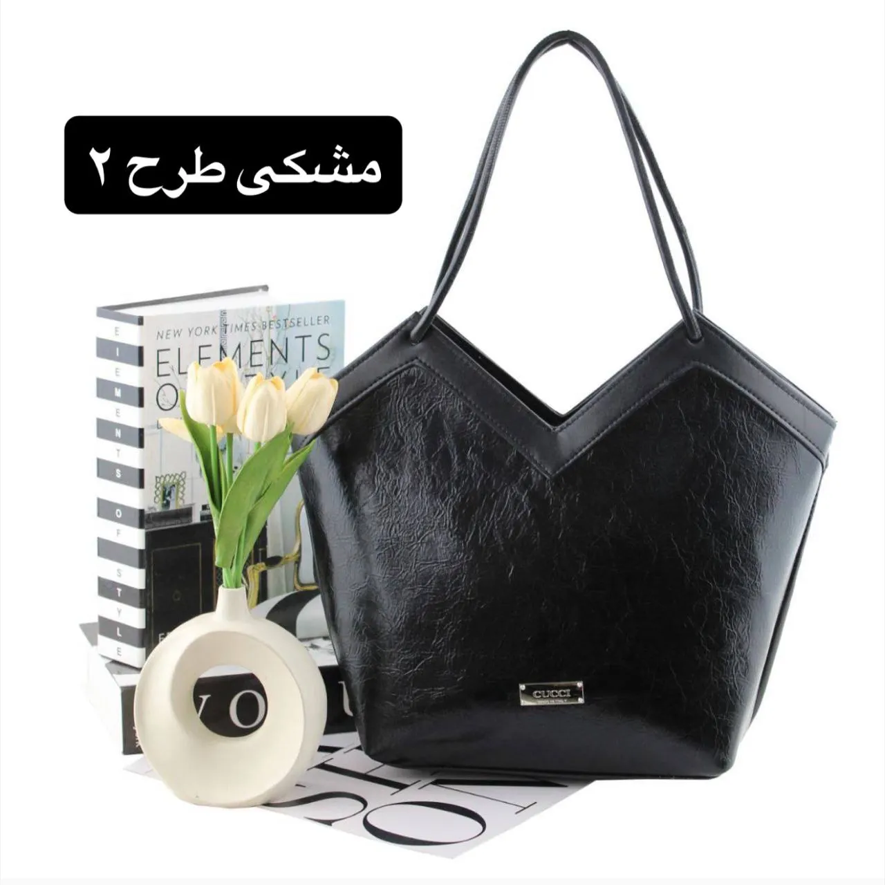 کیف زنانه چرم مصنوعی روزمره و رسمی دو جیب بیرونی با آستر ساتن