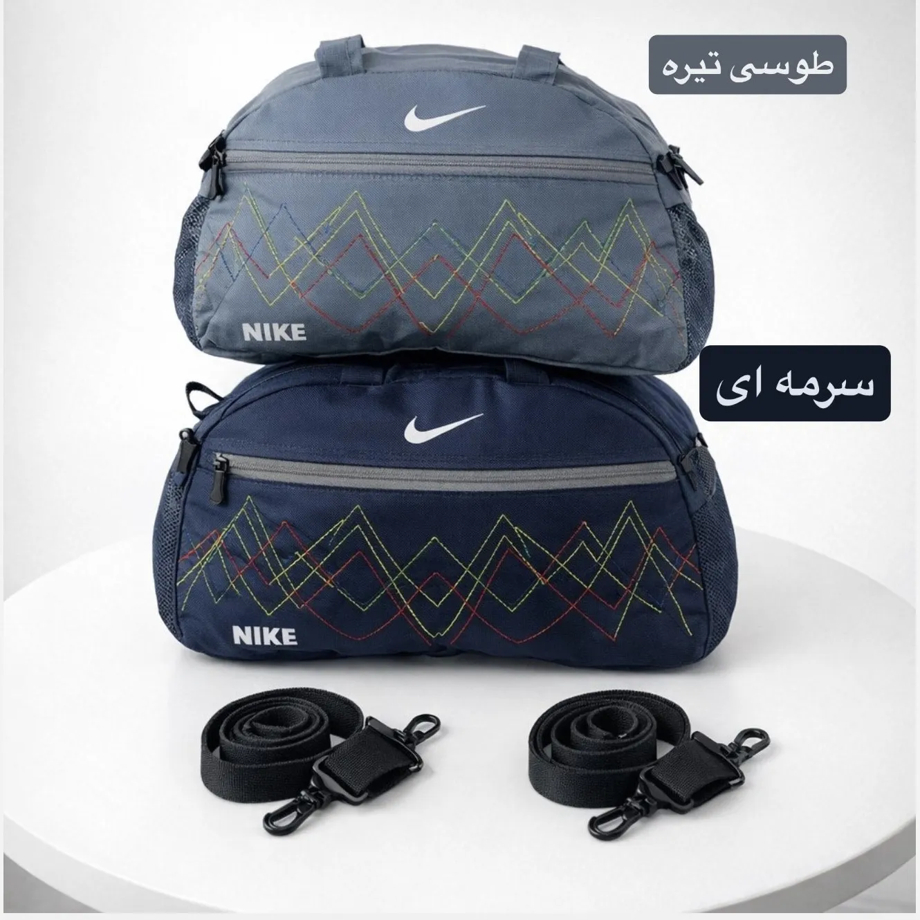 ساک ورزشی پارچه ای بند دار سه جیب ابعاد 45 در 25 در 15 سانتیمتر