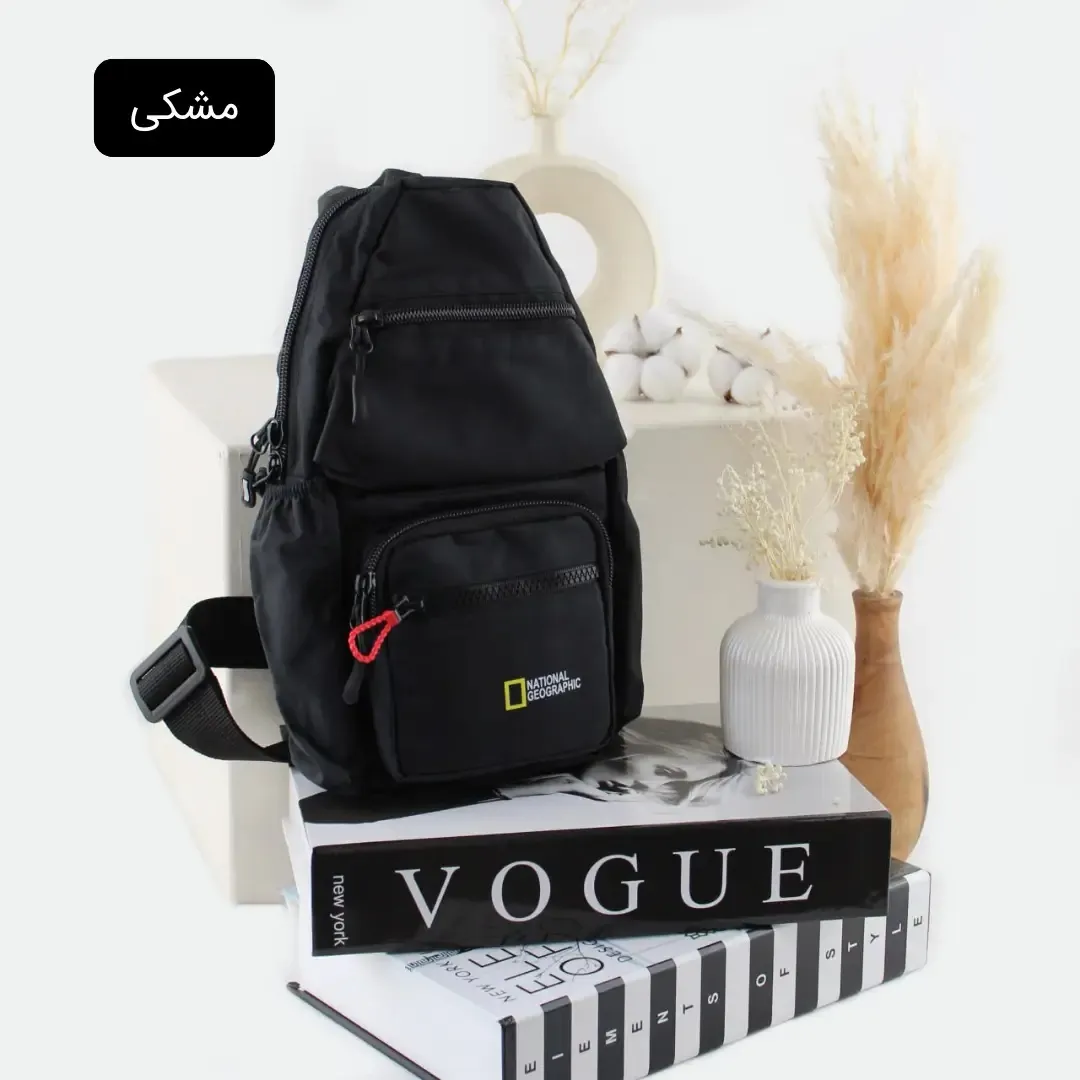 کیف مردانه اسپرت و روزمره پارچه ای طوسی ابعاد 30 در 16 سانتی متر
