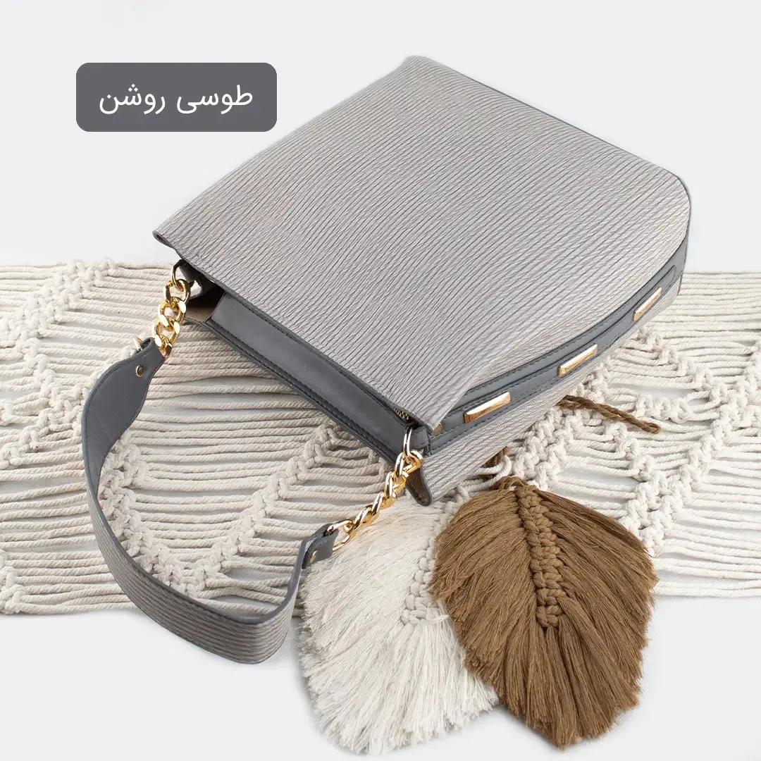 کیف زنانه روزمره چرم مصنوعی با بند بلند و جیب داخلی