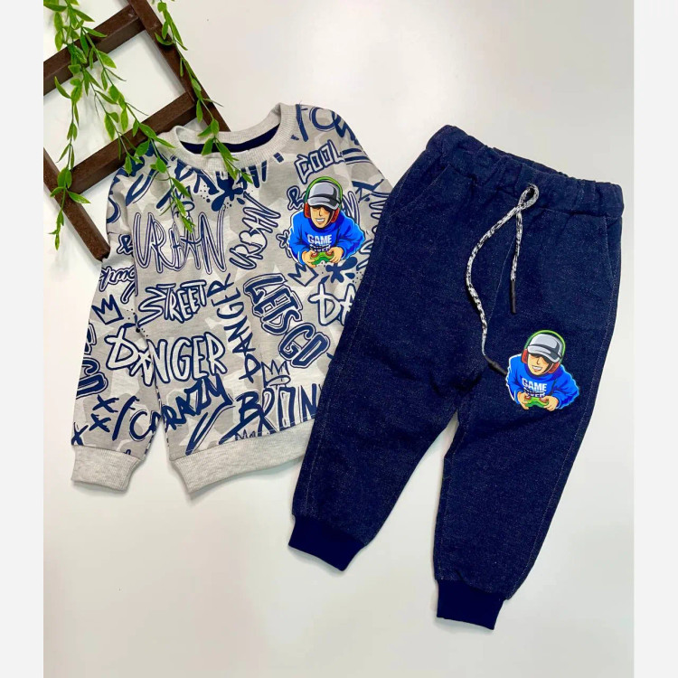بلوز و شلوار دورس طرح game سایز مناسب کودکان تولید ایران